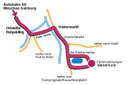 Anfahrt: A8-Ruhpolding-Richtung Zell-Grashofstrae-Bckerwiher
